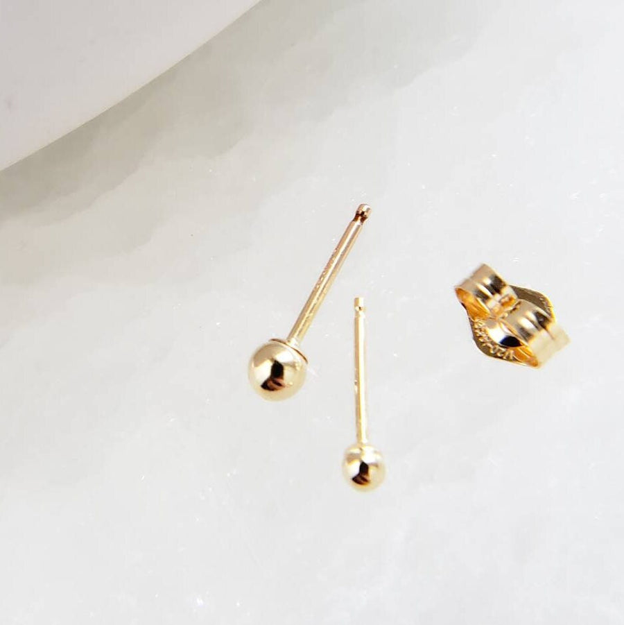 14K Gold Studs • Tiny Ball Studs • Delicate Stud Earrings • Minimalist Earrings • Round Gold Studs • Post Earring • Ball Studs • Dainty Stud