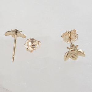 14k Gold Little Bee Studs • Dainty Bee Earrings • Bumble Bee Studs • 14 Karat Gold Bees • Little Bee Earring Studs • Delicate Bee Jewelry