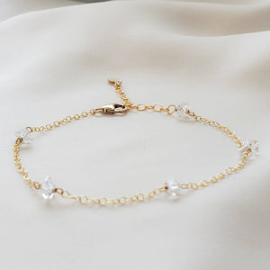 Herkimer Diamond Chain • Station Bracelet • Layering Chain • Modern Style • Minimalist • Bridesmaid Gift • Bridal Jewelry