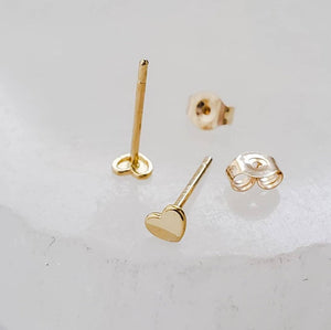 14K Gold Tiny Heart Studs • Tiny Gold Studs • Delicate Stud Earrings • Minimalist Earrings • Post Earrings • Dainty 14 karat Hearts