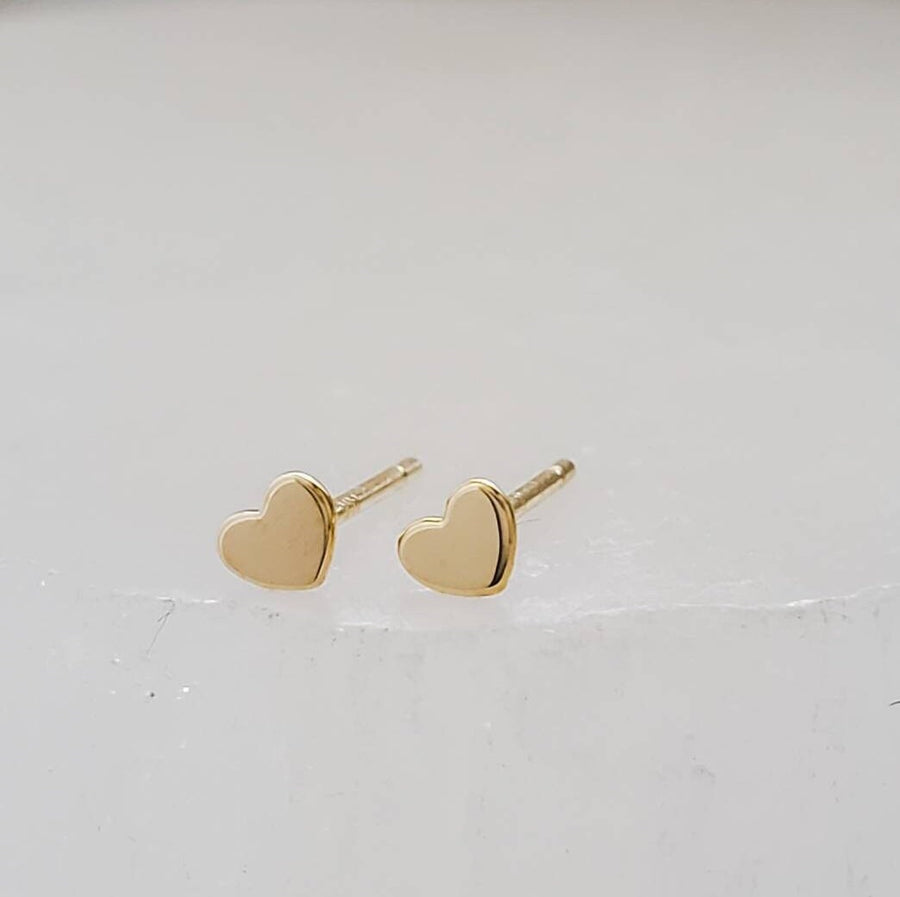 14K Gold Tiny Heart Studs • Tiny Gold Studs • Delicate Stud Earrings • Minimalist Earrings • Post Earrings • Dainty 14 karat Hearts