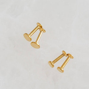 Flat back Dot Studs, Screw in flat back earrings in 14K Gold plated Surgical Steel. Available in 2 sizes, 3mm & 4mm, by Studio Blue on Etsy$