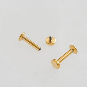 Flat back Dot Studs, Screw in flat back earrings in 14K Gold plated Surgical Steel. Available in 2 sizes, 3mm & 4mm, by Studio Blue on Etsy