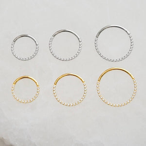 Micro pavé clicker hoop in 316L Surgical Steel or 14k Gold Plate. 18 gauge, front-facing conch, tragus or septum hoop available in 3 sizes by Studi Blue on Etsy