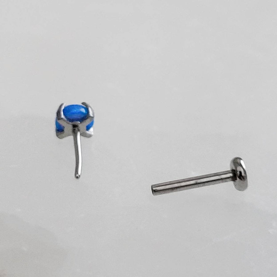 Single blue opal flat back stud in 316L Surgical Steel by Studio Blue on Etsy