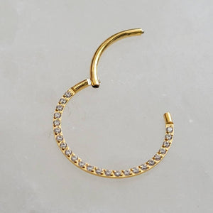 Micro pavé clicker hoop in 316L Surgical Steel or 14k Gold Plate. 18 gauge, front-facing conch, tragus or septum hoop available in 3 sizes by Studio Blue on Etsy