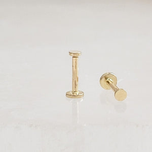 Tiny 2mm dot studs in solid 14k Gold, Screw in flat back nap in earrings by Studio Blue on Etsy