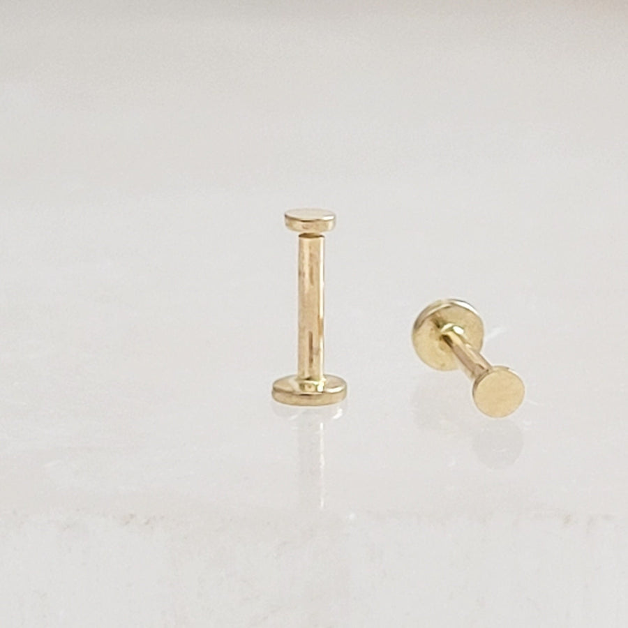 Tiny 2mm dot studs in solid 14k Gold, Screw in flat back nap in earrings by Studio Blue on Etsy