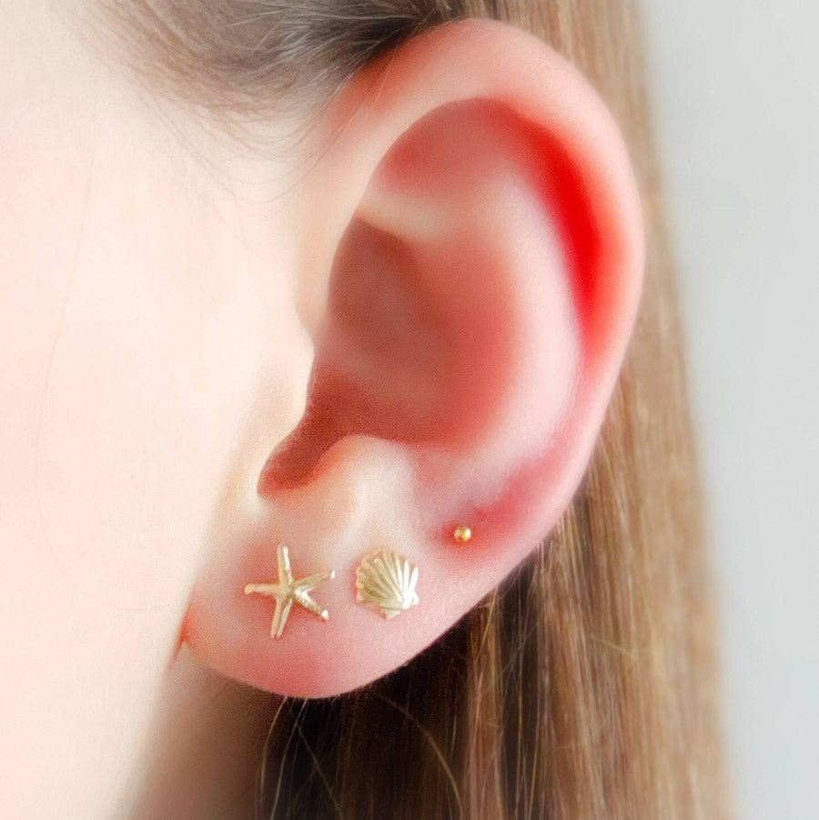 Seashell Stud Set • Starfish Stud • Shell Studs • Tiny Earring Studs • Delicate Stud Set • Multiple Piercings • Beach Wedding