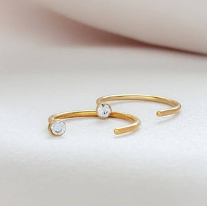 Dainty SPARKLE Hug Hoops • Flush Set CZ • 20 Gauge • Thin CZ Diamond Hoops • Open Skinny Hoop • Modern Hoop Earrings • Tiny Hug Hoops