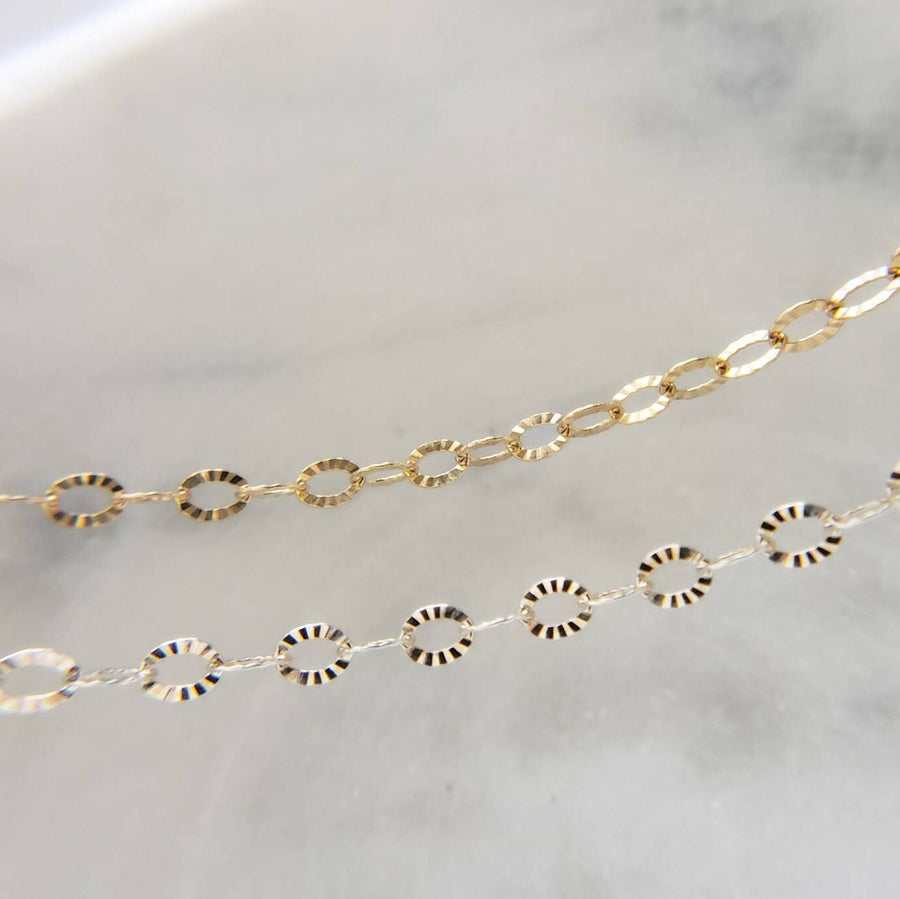 Sparkle Chain Bracelet • Diamond Cut Link • Delicate Gold Bracelet • Stacking • Layering • Gift For Her • Girlfriend Gift • Dainty Jewelry