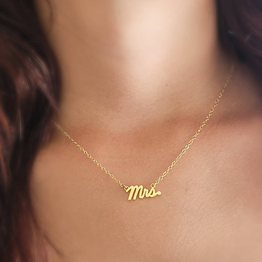 Mrs. Necklace • Mrs. Word Jewelry • New Bride • Bridal Shower Gift • Honeymoon Gift • Just Married • Bridal Jewelry • Hand Written Pendant