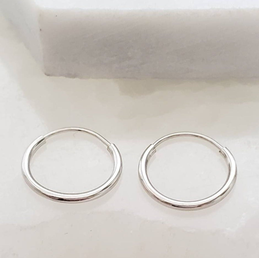 14k Endless Hoop Earrings • Solid Gold Hoops • Thin Lightweight Hoops • Delicate Earrings • White or Yellow Gold • Tiny Hoop Earrings