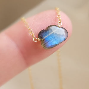 Gemstone Cloud Necklace, Labradorite and 14k gold fill chain, by Studio Blue on Etsy