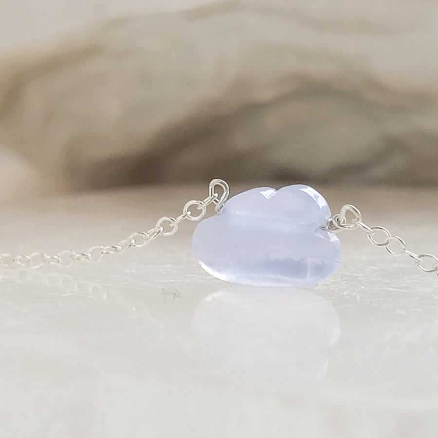 Gemstone Cloud Necklace, Blue Lace Agate and sterling silver chain, by Studio Blue on Etsy