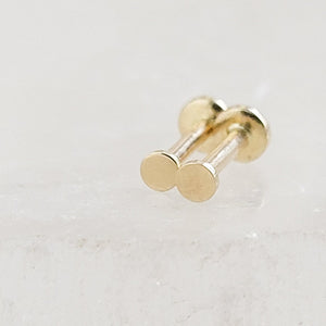 Tiny 2mm dot studs in solid 14k Gold, Screw in flat back nap in earrings by Studio Blue on Etsy