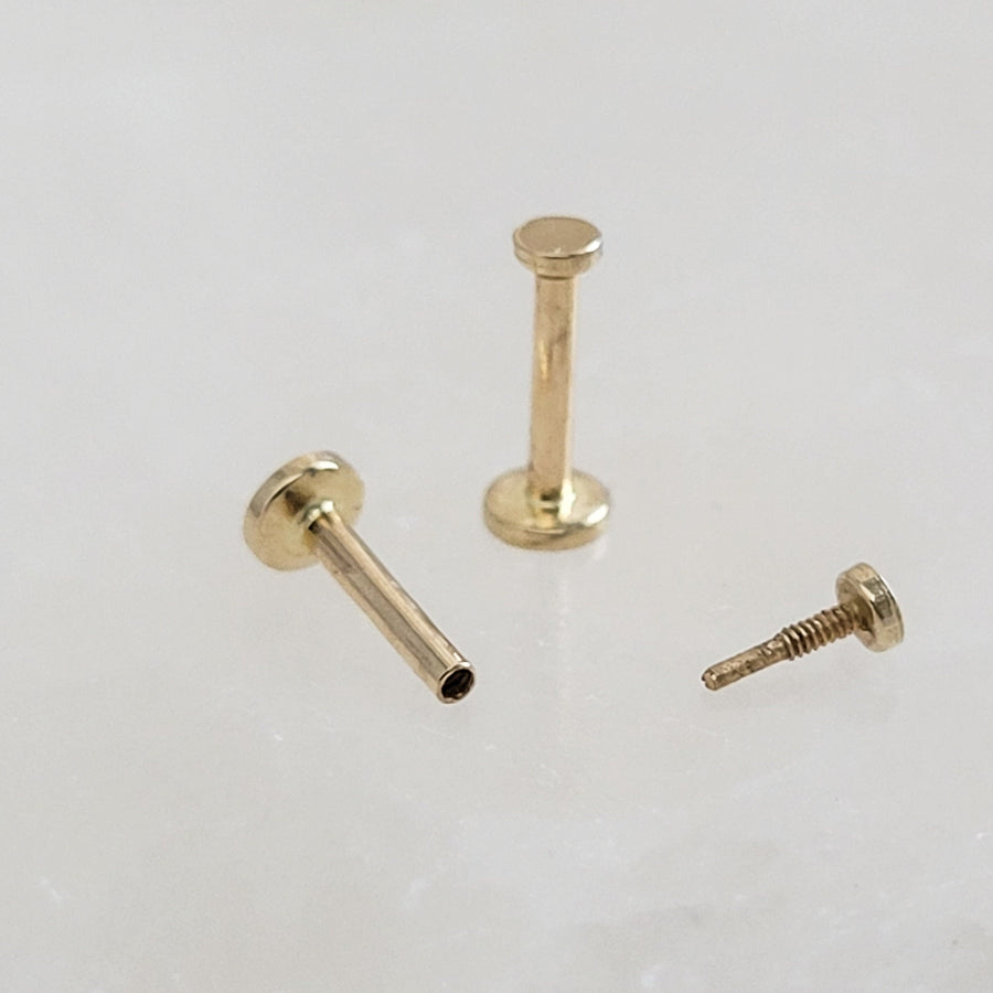 Tiny 2mm dot studs in solid 14k Gold, Screw in flat back nap in earrings by Studio Blue on Etsy