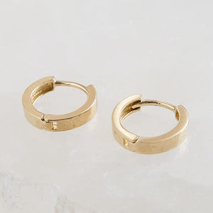 Solid 14K yellow Gold, Squared Modern style Hoop earrings. Click in style. By Studio Blue on Etsy