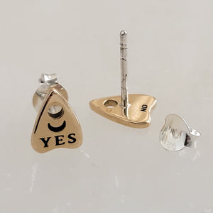 Little Ouija Studs • Seance Jewelry • Yes or No • Cute Stud Earrings • Goth Style • Punk • Sterling Silver • Ouija Board • Triangle Shape