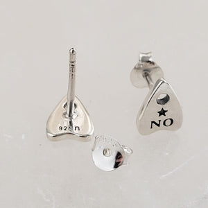 Sterling Silver Ouija Board-inspired stud earrings. Yes & No, Moon & Star. By Studio Blue on Etsy