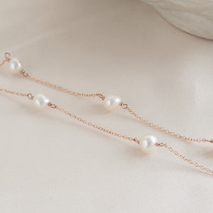 Pretty Pearl Choker • White Freshwater Pearls • Layering Choker • Wedding Jewelry • Thin Gold Chain • Dainty Necklace • Bridesmaid Gift