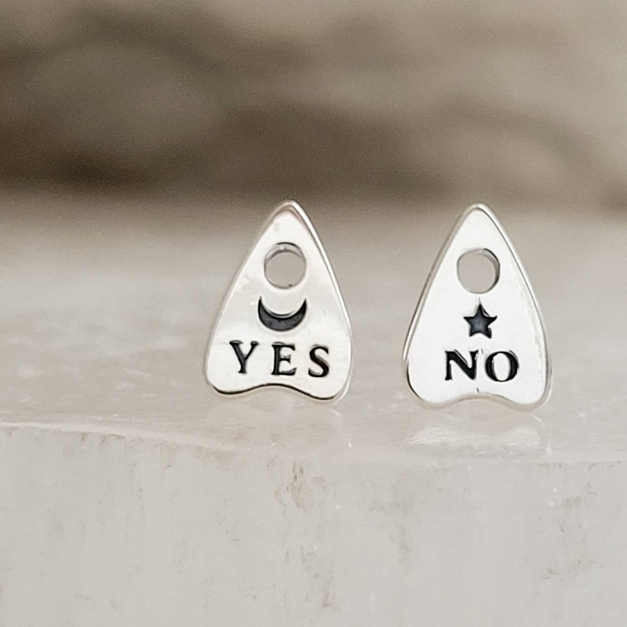 Little Ouija Studs • Seance Jewelry • Yes or No • Cute Stud Earrings • Goth Style • Punk • Sterling Silver • Ouija Board • Triangle Shape