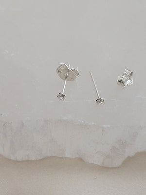 Super Tiny CZ Stud Earrings • Cubic Zirconia Studs • Dainty Silver Earring Studs • Delicate Sparkle Studs • Multiple Piercing Studs