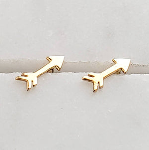 Super Tiny 14 Karat Gold Arrow Studs • Small Stud Earrings • Dainty Gold Studs • Little Gold Arrows • 14k Yellow Gold Earrings