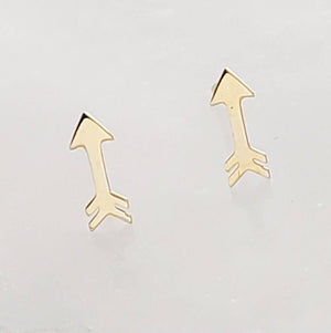 Super Tiny 14 Karat Gold Arrow Studs • Small Stud Earrings • Dainty Gold Studs • Little Gold Arrows • 14k Yellow Gold Earrings