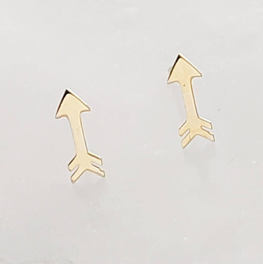 Super Tiny 14 Karat Gold Arrow Studs • Small Stud Earrings • Dainty Gold Studs • Little Gold Arrows • 14k Yellow Gold Earrings