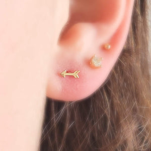 Super Tiny 14 Karat Gold Arrow Studs • Small Stud Earrings • Dainty Gold Studs • Little Gold Arrows • 14k Yellow Gold Earrings