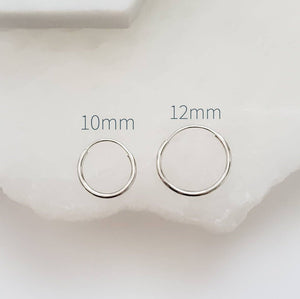 14k Endless Hoop Earrings • Solid Gold Hoops • Thin Lightweight Hoops • Delicate Earrings • White or Yellow Gold • Tiny Hoop Earrings