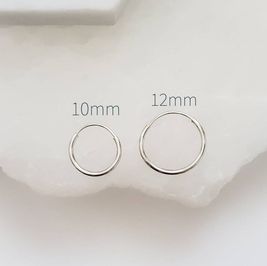 14k Endless Hoop Earrings • Solid Gold Hoops • Thin Lightweight Hoops • Delicate Earrings • White or Yellow Gold • Tiny Hoop Earrings