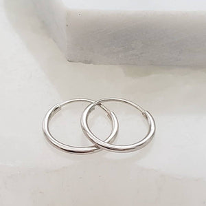 14k Endless Hoop Earrings • Solid Gold Hoops • Thin Lightweight Hoops • Delicate Earrings • White or Yellow Gold • Tiny Hoop Earrings