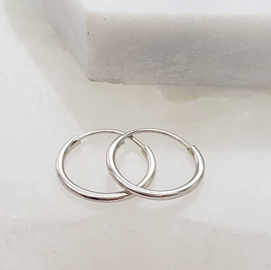 14k Endless Hoop Earrings • Solid Gold Hoops • Thin Lightweight Hoops • Delicate Earrings • White or Yellow Gold • Tiny Hoop Earrings