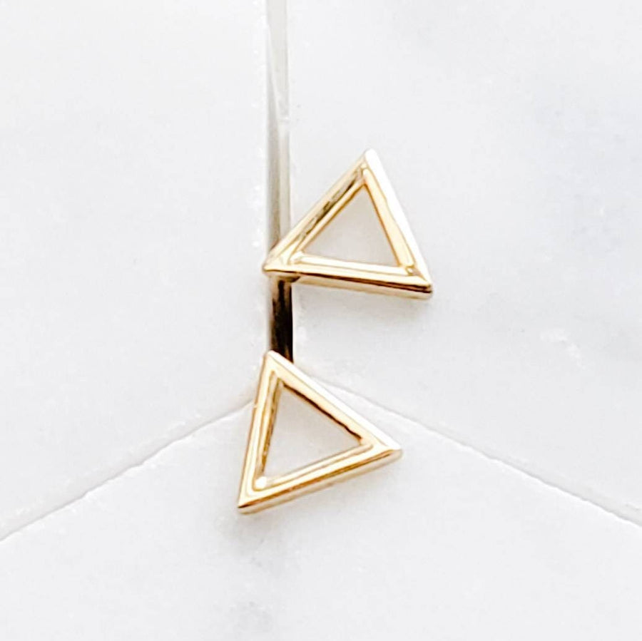 14k Gold Triangle Studs • Small Geometric Earrings • Gold Triangular Earrings • Minimalist Earrings • Post Earrings • 14 Karat Gold Earrings