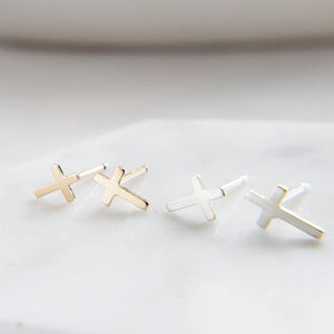 Tiny Cross Earrings • Pair of Silver Cross Studs • Small Stud Earrings • Simple Jewelry • Tiny Silver Studs • Stud Earrings • Gift For Her