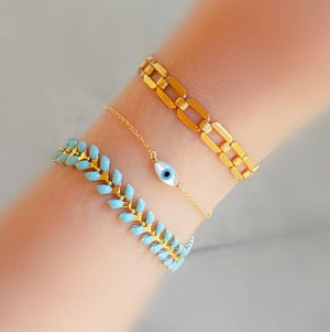 Dainty Evil Eye Bracelet • Mother of Pearl Evil Eye • Stacking Bracelet • Delicate Bracelet • Good Luck • Protection • Best Friend Gift