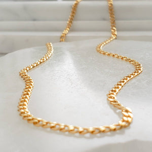 Dainty Curb Chain Necklace • Modern Minimalist Layering Necklace • Flat Gold Chain • Simple Gold Chain • Cuban Curb Chain • Gold Chain Link