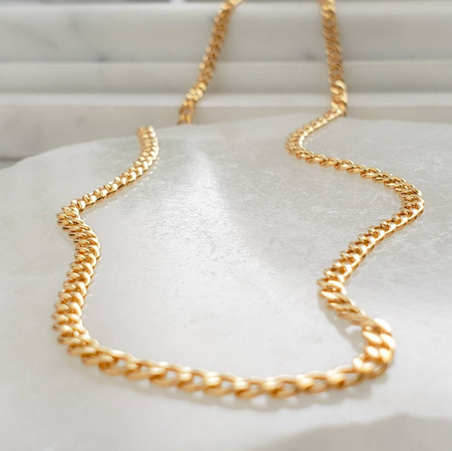 Dainty Curb Chain Necklace • Modern Minimalist Layering Necklace • Flat Gold Chain • Simple Gold Chain • Cuban Curb Chain • Gold Chain Link