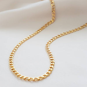 Dainty Curb Chain Necklace • Modern Minimalist Layering Necklace • Flat Gold Chain • Simple Gold Chain • Cuban Curb Chain • Gold Chain Link