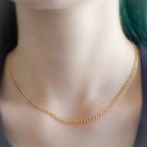 Dainty Curb Chain Necklace • Modern Minimalist Layering Necklace • Flat Gold Chain • Simple Gold Chain • Cuban Curb Chain • Gold Chain Link