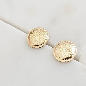 Sand Dollar Studs • Tiny Gold Earrings • Beach Themed Stud Earrings • Gold Sand Dollar Studs • Tiny Sand Dollar Earrings • Tropical Studs