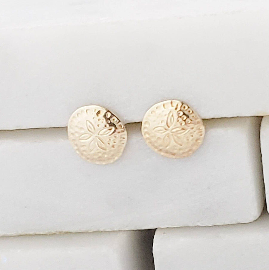 Sand Dollar Studs • Tiny Gold Earrings • Beach Themed Stud Earrings • Gold Sand Dollar Studs • Tiny Sand Dollar Earrings • Tropical Studs