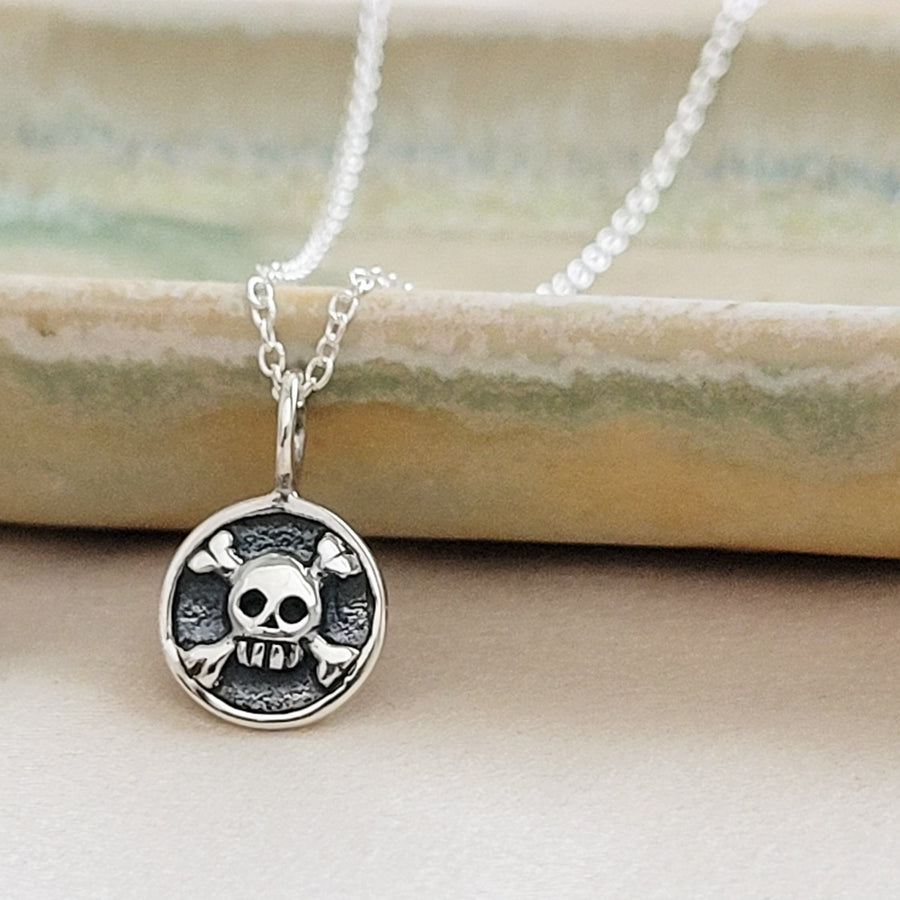 Best Friend Gift • Tiny Skull & Crossbones Necklace • BFF • Gang Of Two • Tough Girls • Skull Pendant • Badass Girls • Jolly Roger • Pirates