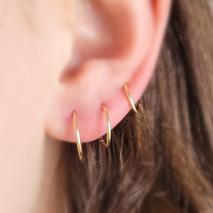 Sleeper Hoops • Thin Gold Hoop Earrings • Continuous Hoops • Endless Hoops • Comfort Hoops • Leave In Hoops • 20 Gauge • Delicate Jewelry