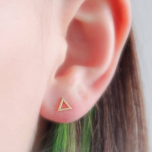 14k Gold Triangle Studs • Small Geometric Earrings • Gold Triangular Earrings • Minimalist Earrings • Post Earrings • 14 Karat Gold Earrings