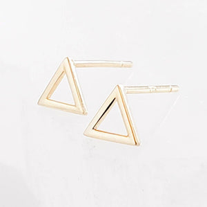 14k Gold Triangle Studs • Small Geometric Earrings • Gold Triangular Earrings • Minimalist Earrings • Post Earrings • 14 Karat Gold Earrings