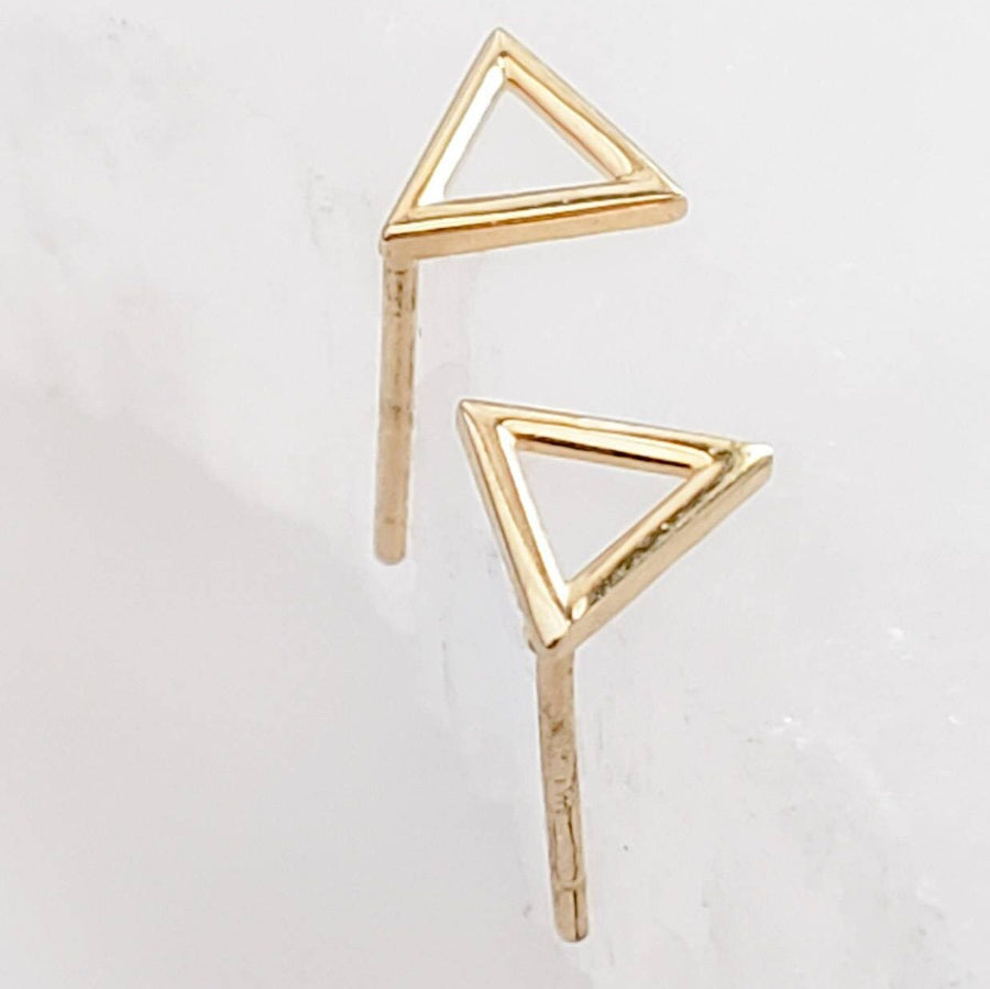 14k Gold Triangle Studs • Small Geometric Earrings • Gold Triangular Earrings • Minimalist Earrings • Post Earrings • 14 Karat Gold Earrings