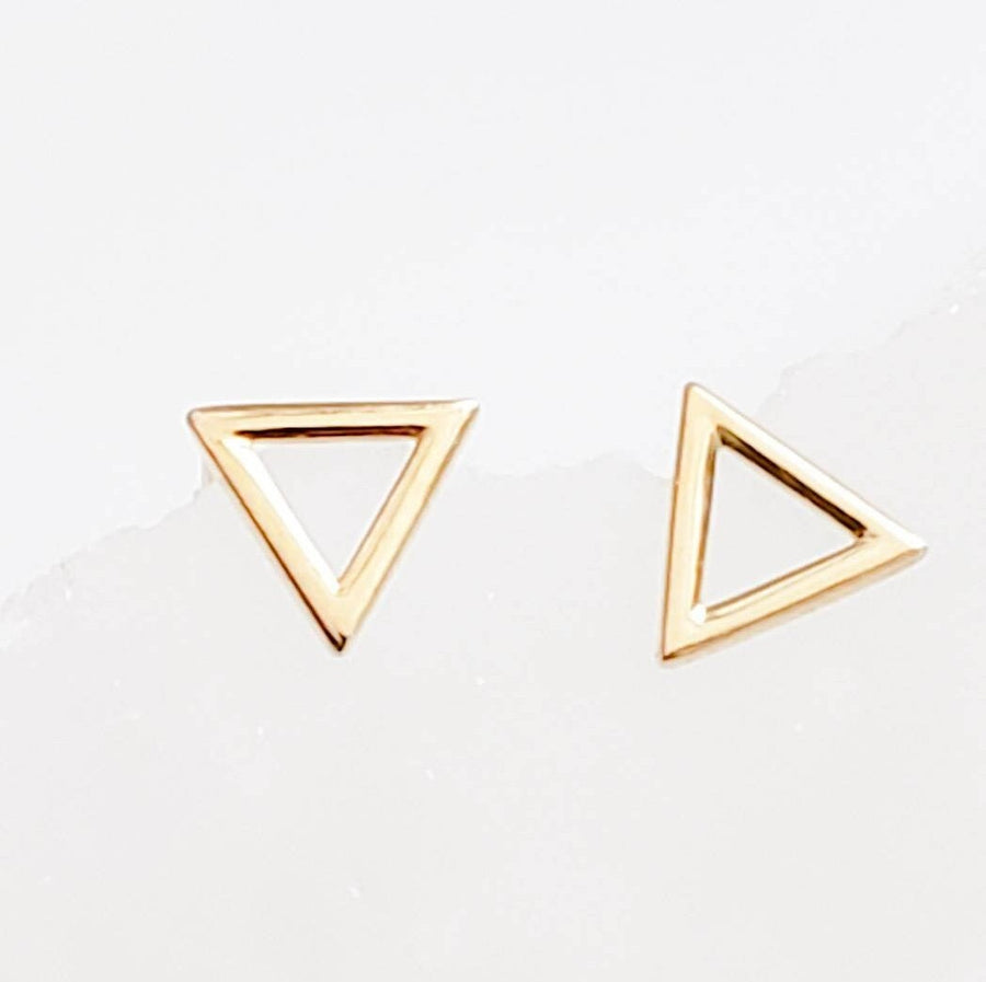 14k Gold Triangle Studs • Small Geometric Earrings • Gold Triangular Earrings • Minimalist Earrings • Post Earrings • 14 Karat Gold Earrings